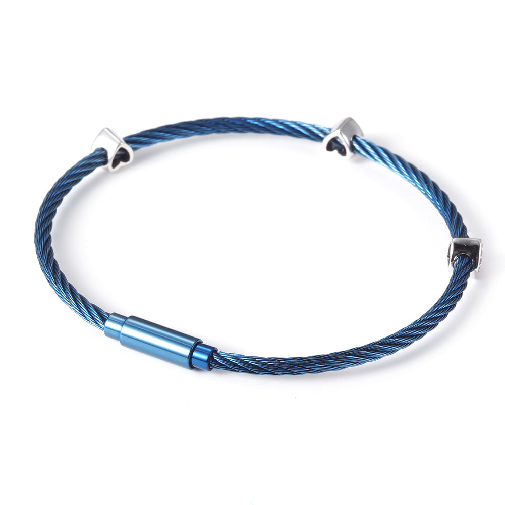 Blue cable heart-shaped zircon bracelet-NSB1476STBLZD