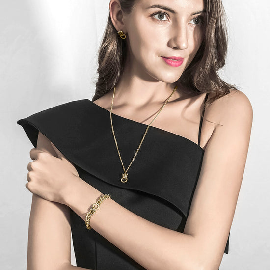 Buckle leopard head bracelet-NSB1495STCB