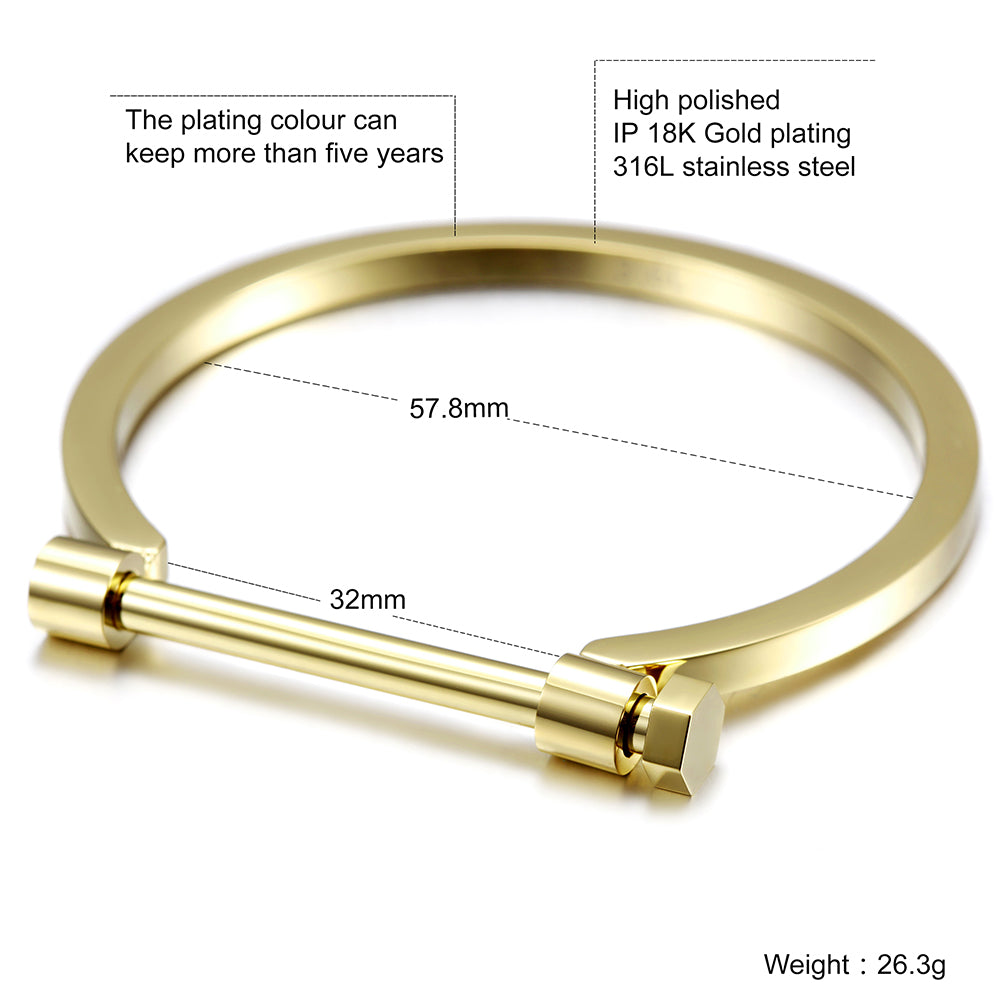 Stainless steel C-shaped bracelet-NSB1498STL