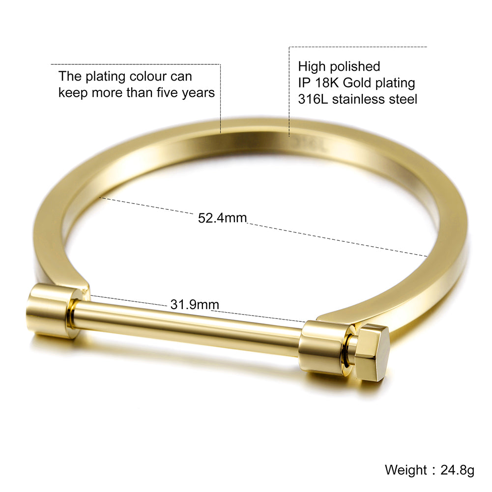Stainless steel C-shaped bracelet-NSB1498STM