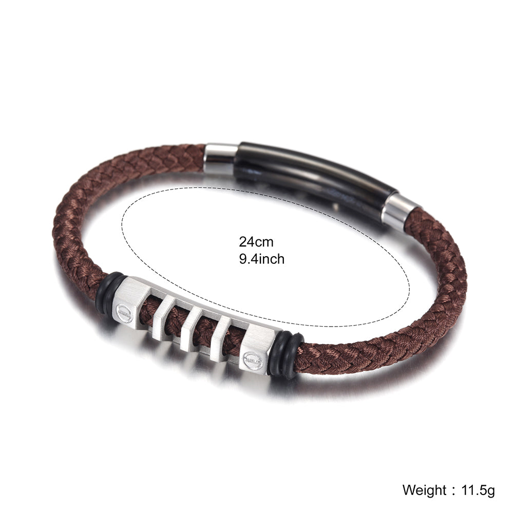 Hemp rope stainless steel bracelet-NSB1499STWGBR