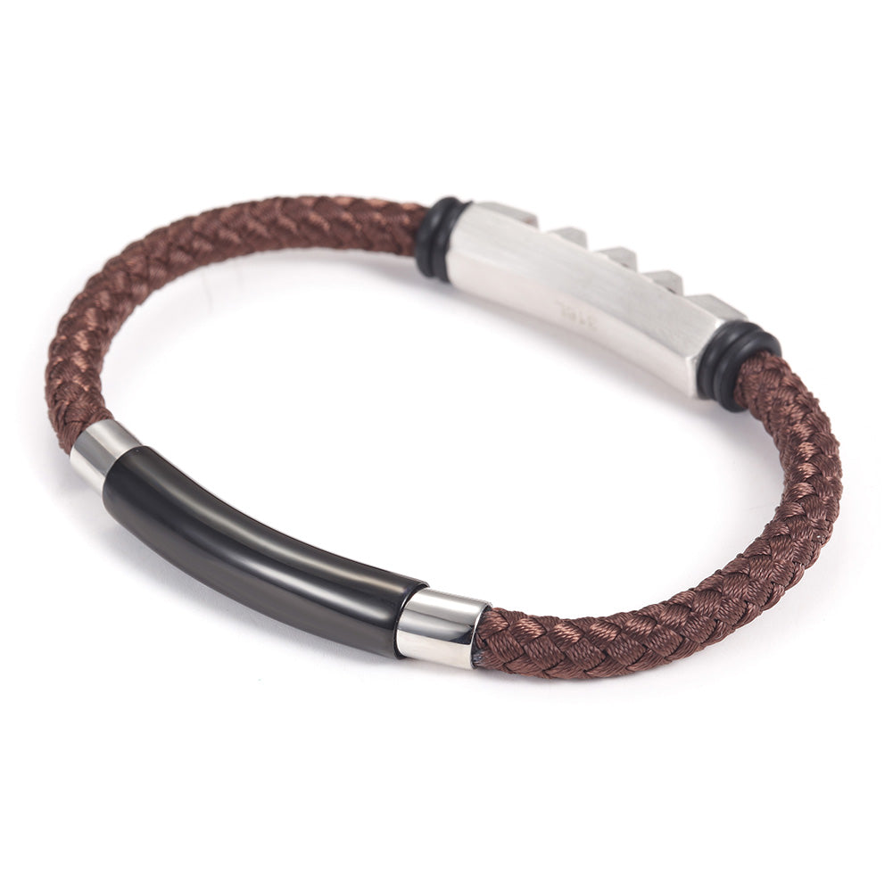 Hemp rope stainless steel bracelet-NSB1499STWGBR