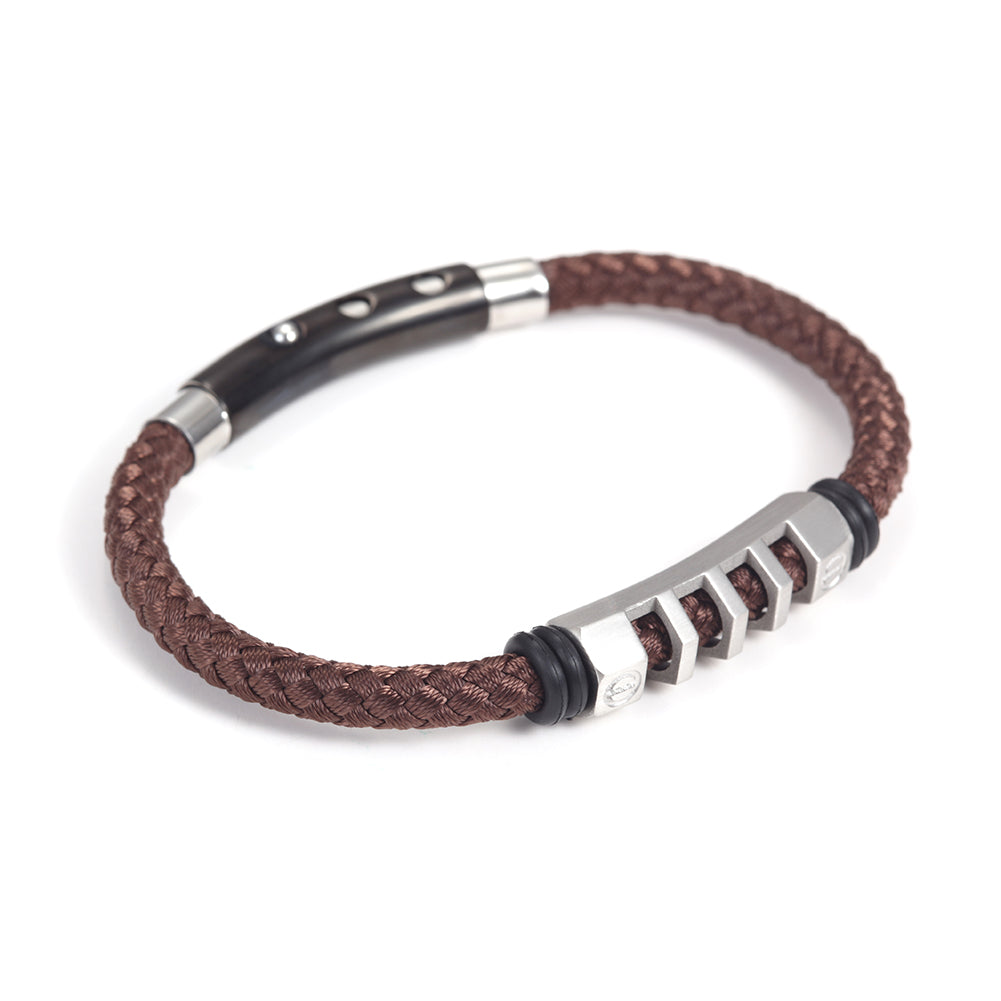 Hemp rope stainless steel bracelet-NSB1499STWGBR