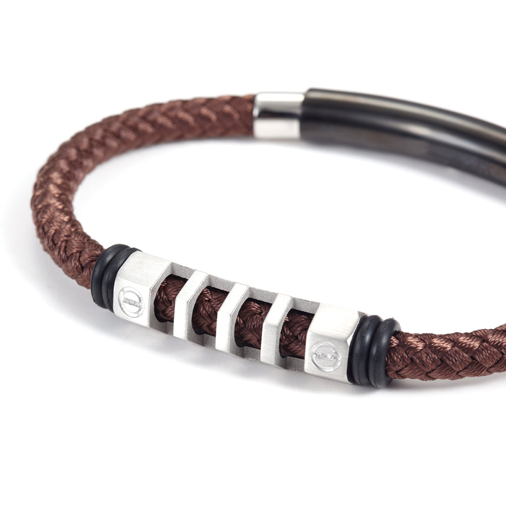 Hemp rope stainless steel bracelet-NSB1499STWGBR