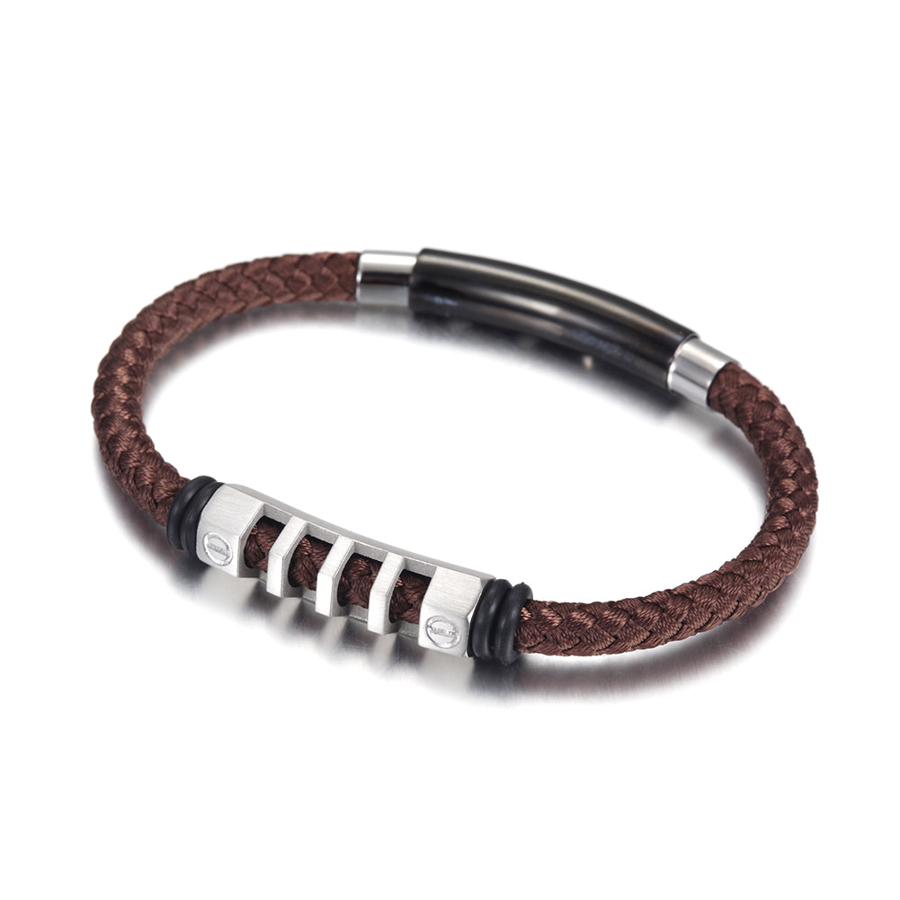 Hemp rope stainless steel bracelet-NSB1499STWGBR