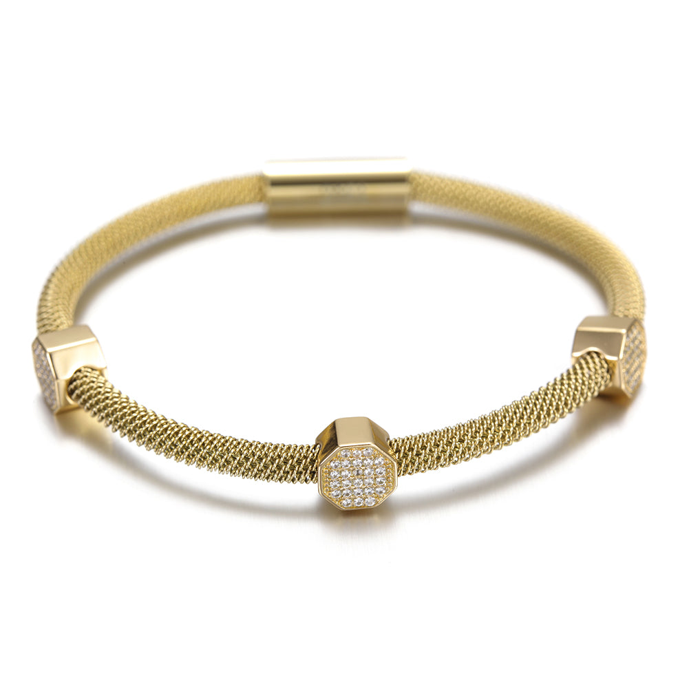 Spiral circular zircon bracelet-NSB1517ST