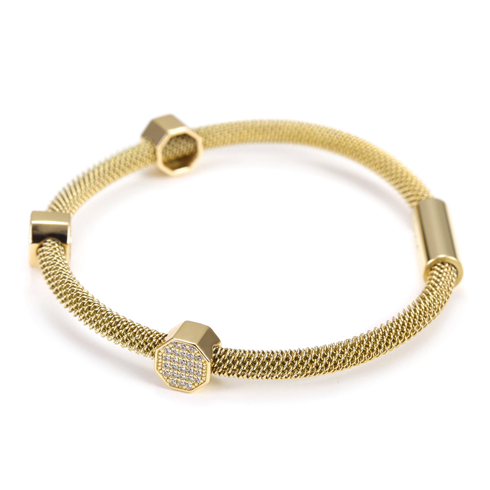Spiral circular zircon bracelet-NSB1517ST