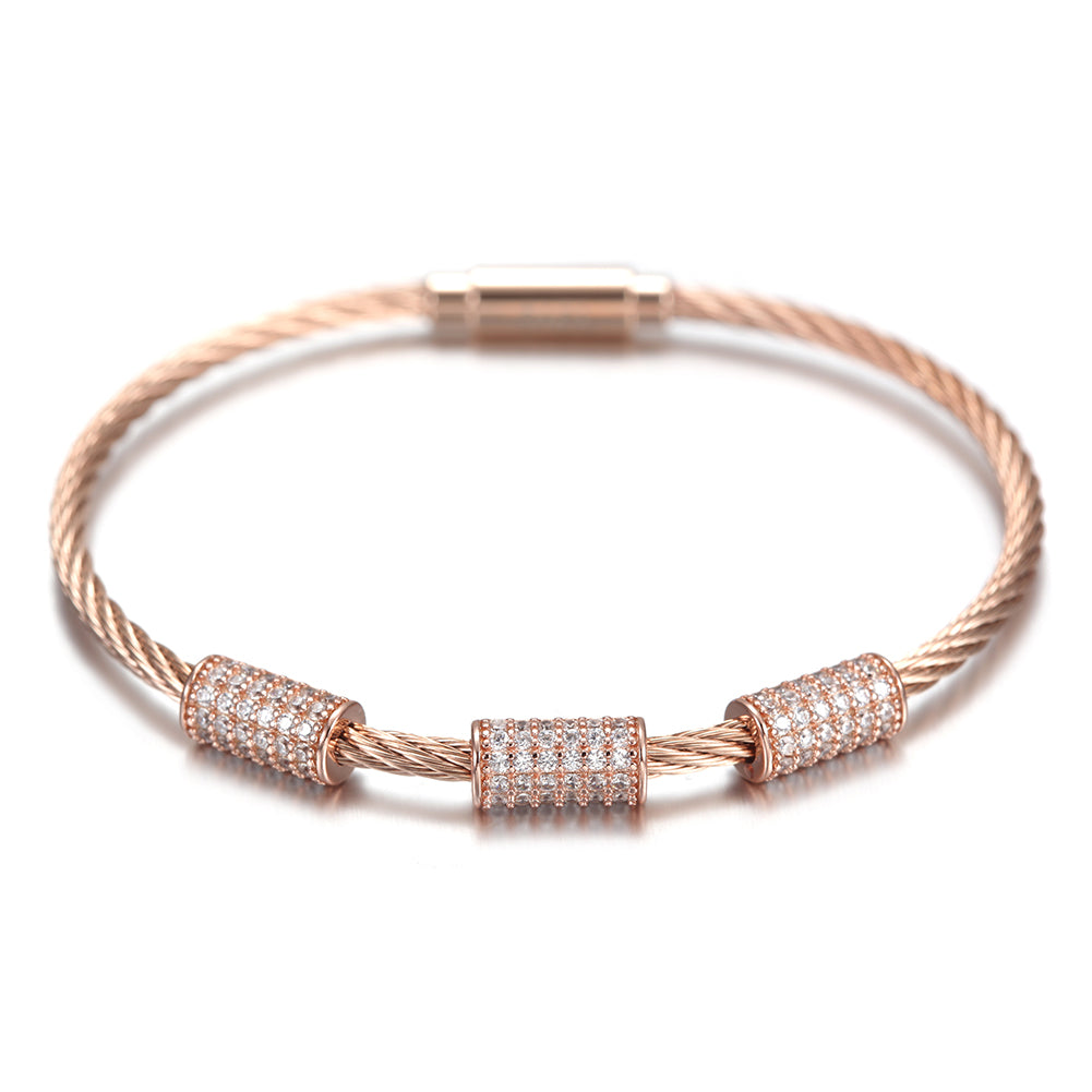 Spiral cylindrical zircon bracelet-NSB1520ST