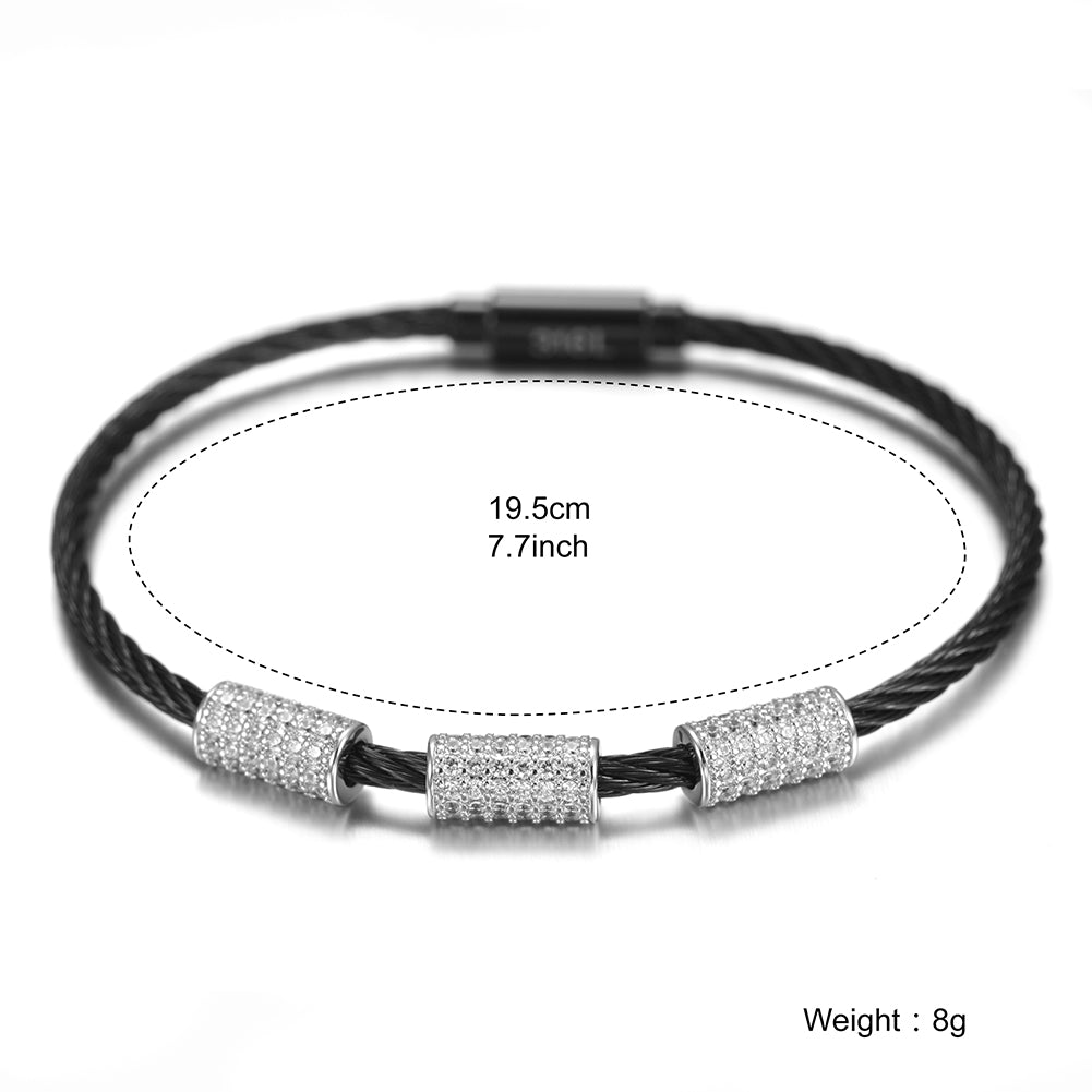 Spiral cylindrical zircon bracelet-NSB1520ST