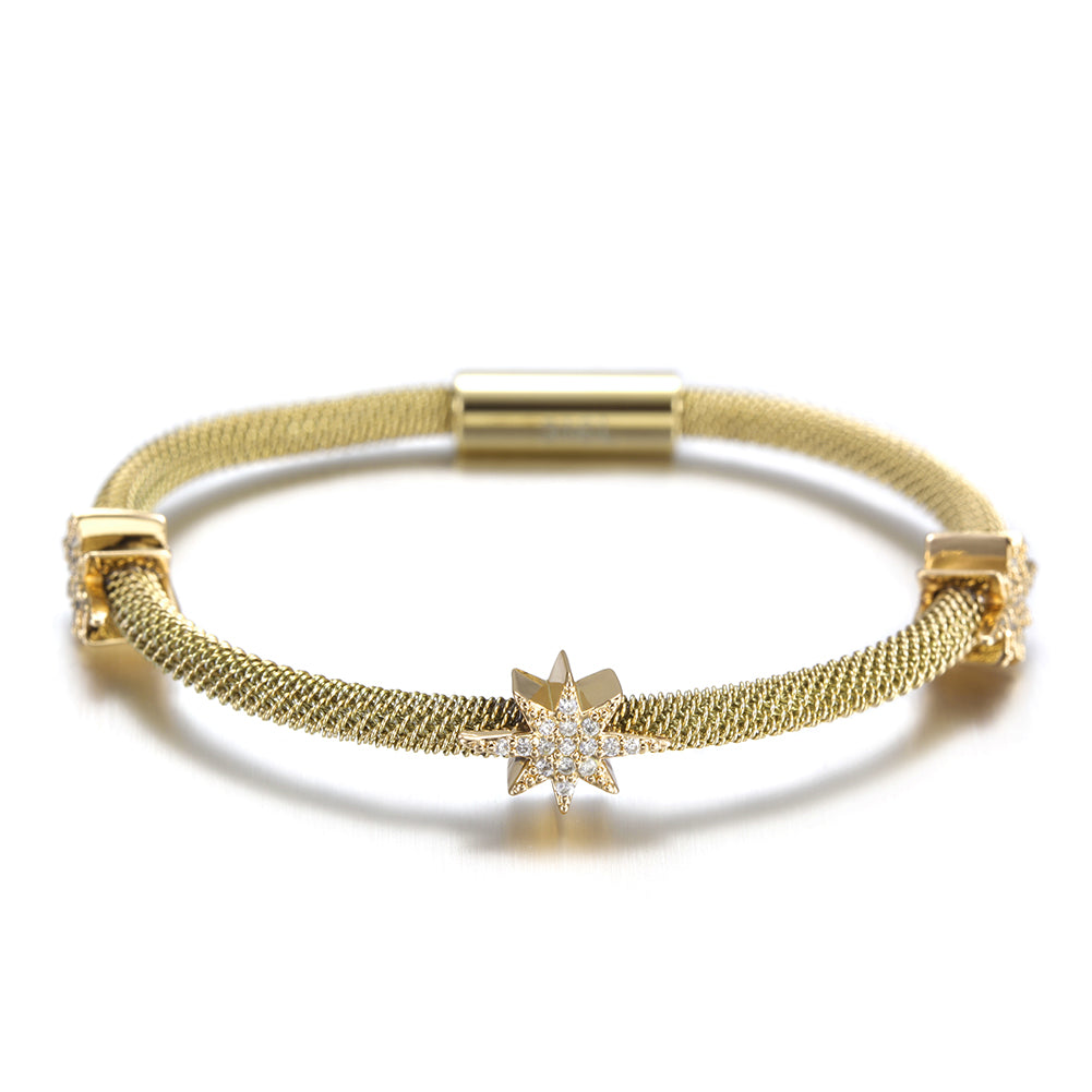 Cable Multi angle Star Bracelet-NSB1529ST