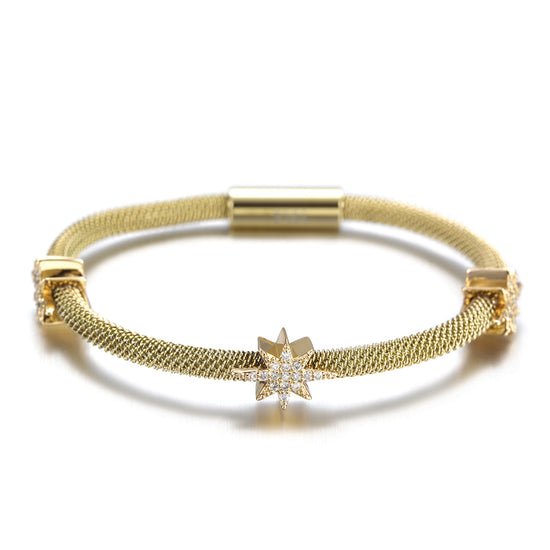 Cable Multi angle Star Bracelet-NSB1529ST