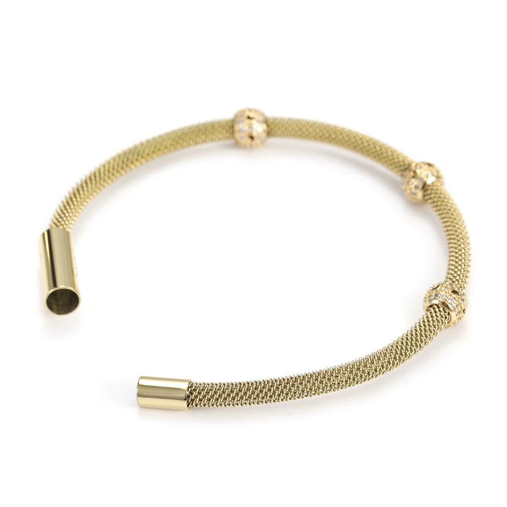 Cable heart-shaped hollow bracelet-NSB1531ST