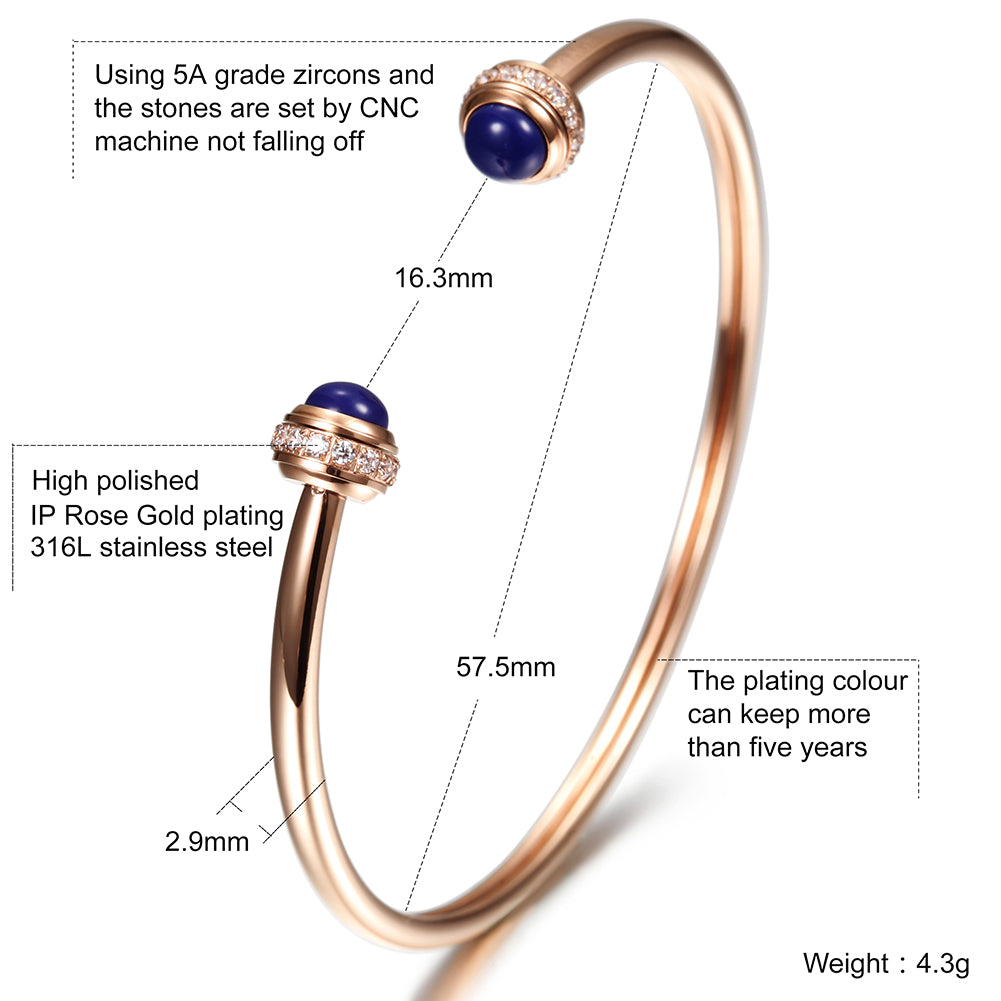 Simple C-shaped gemstone bracelet-NSB1535ST