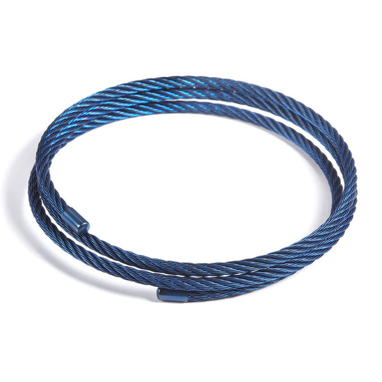 Blue cable wrapped bracelet-NSB1546STBL