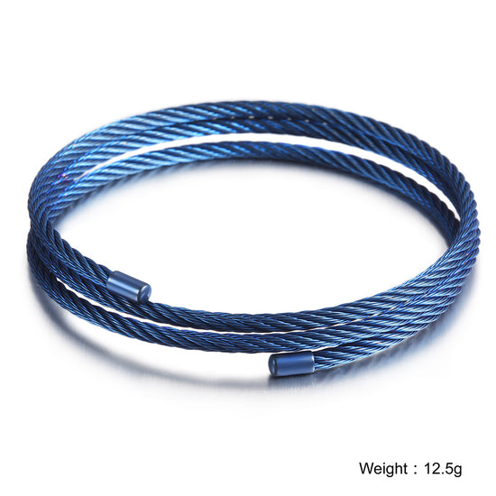 Blue cable wrapped bracelet-NSB1546STBL