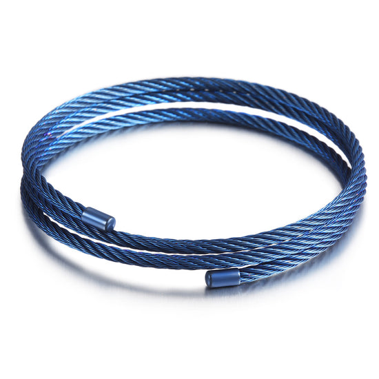 Blue cable wrapped bracelet-NSB1546STBL