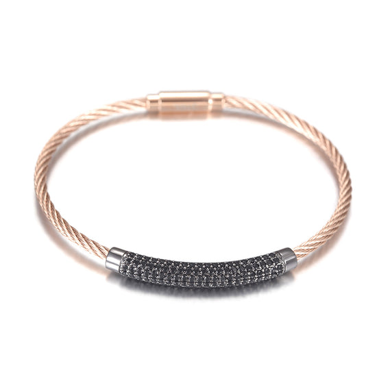 Circular cable smooth bracelet-NSB1559ST