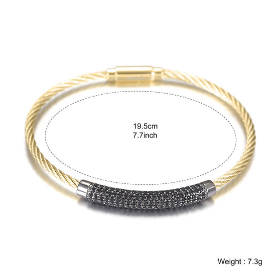 Circular cable smooth bracelet-NSB1559ST