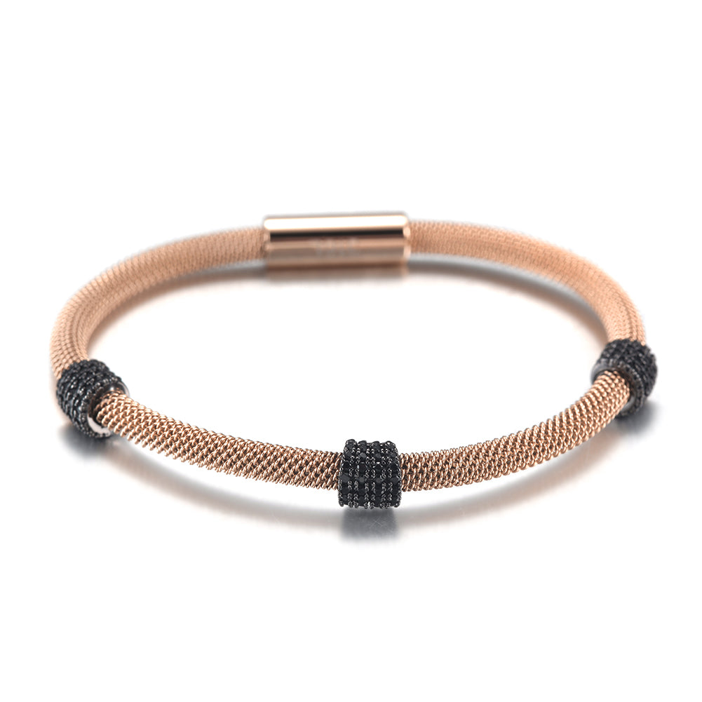 Black small circular bracelet-NSB1563ST