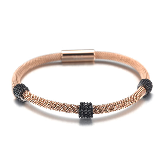 Black small circular bracelet-NSB1563ST