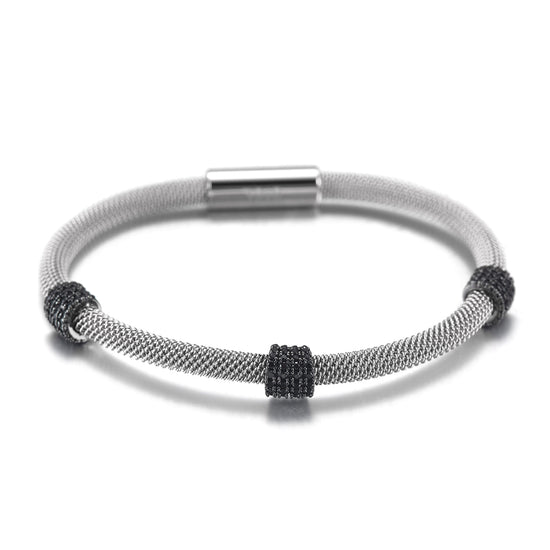 Black small circular bracelet-NSB1563ST