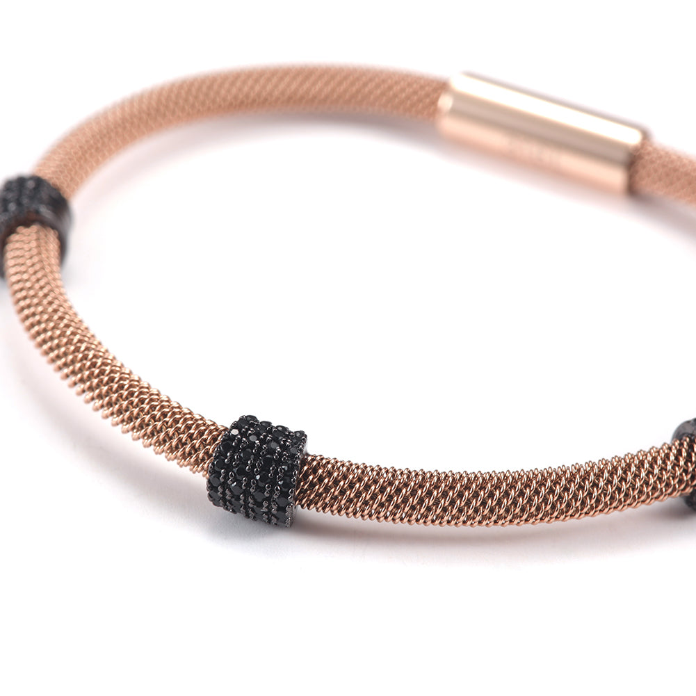 Black small circular bracelet-NSB1563ST