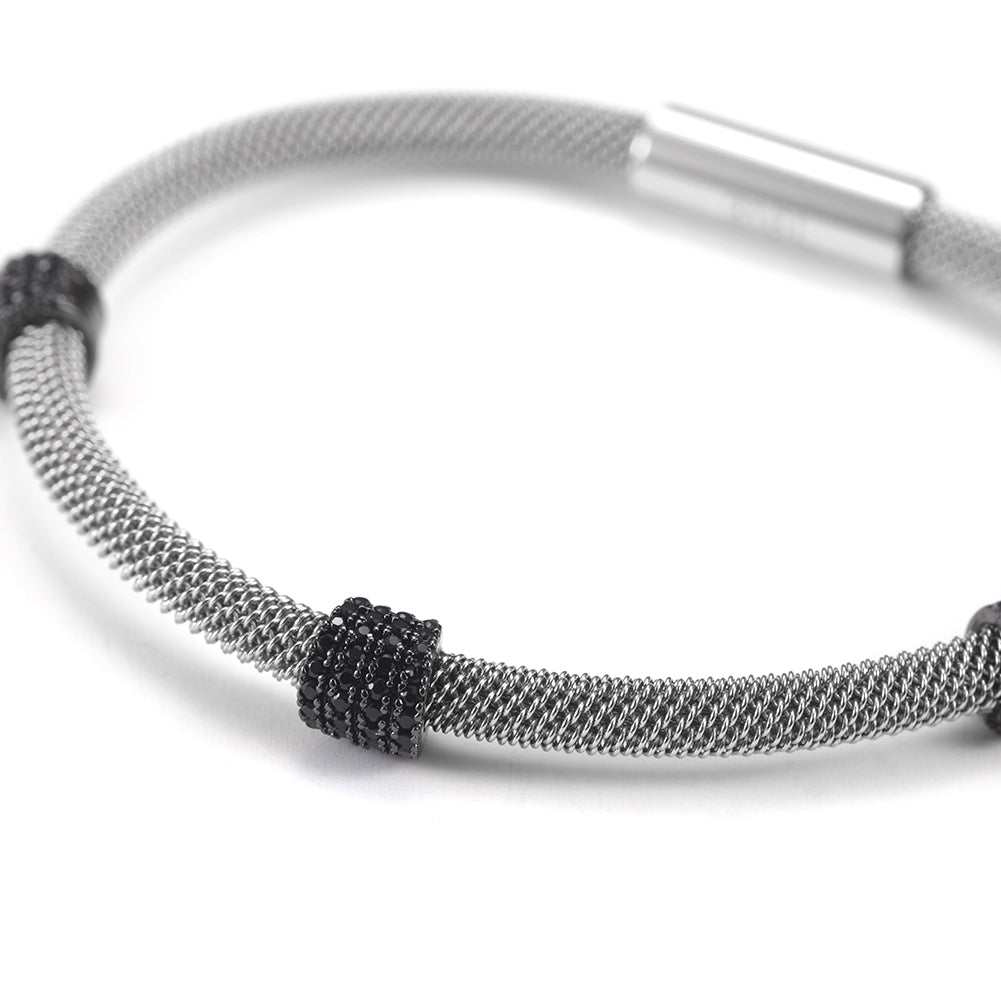 Black small circular bracelet-NSB1563ST