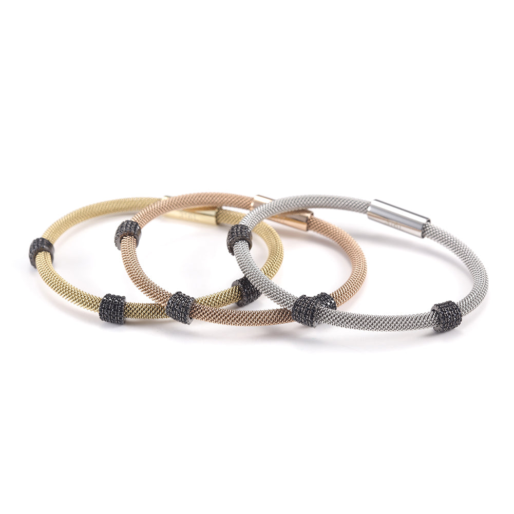 Black small circular bracelet-NSB1563ST
