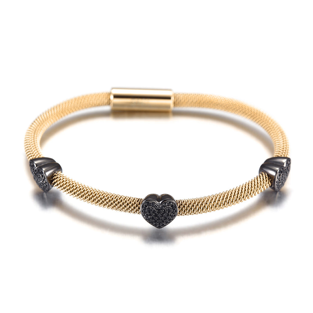 Cable Black heart-shaped bracelet-NSB1565ST