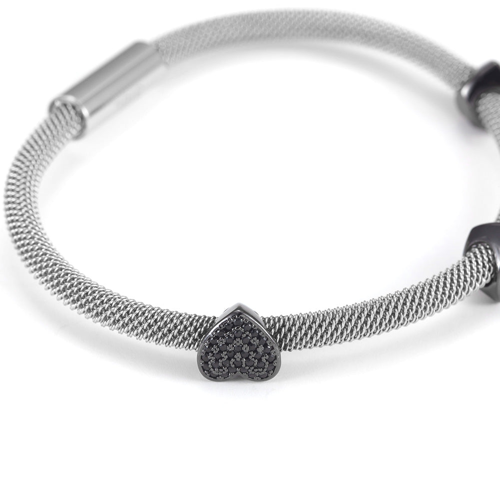 Cable Black heart-shaped bracelet-NSB1565ST