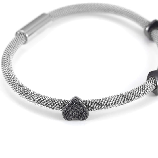 Cable Black heart-shaped bracelet-NSB1565ST