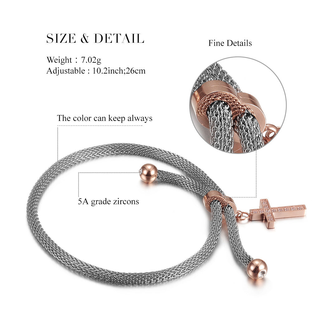 Cross zircon bracelet-NSB1567STWGRGZD