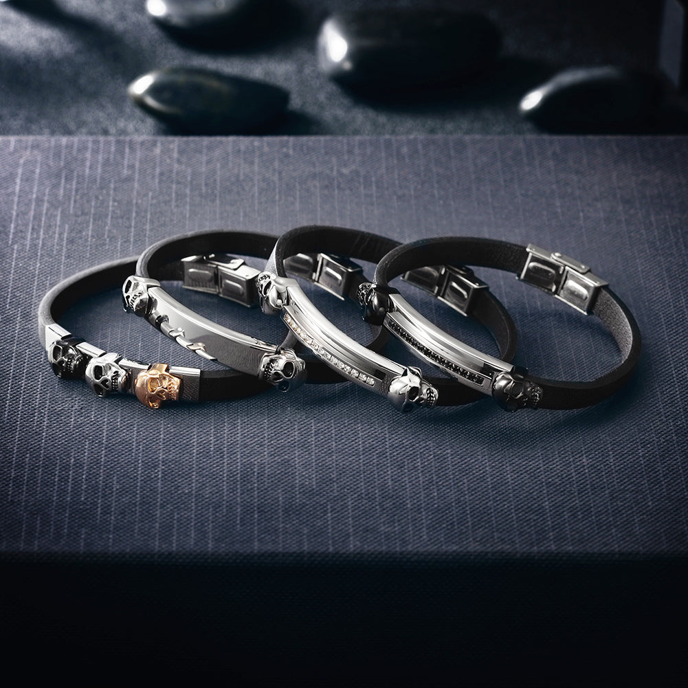 Black belt skeleton bracelet-NSB1572ST