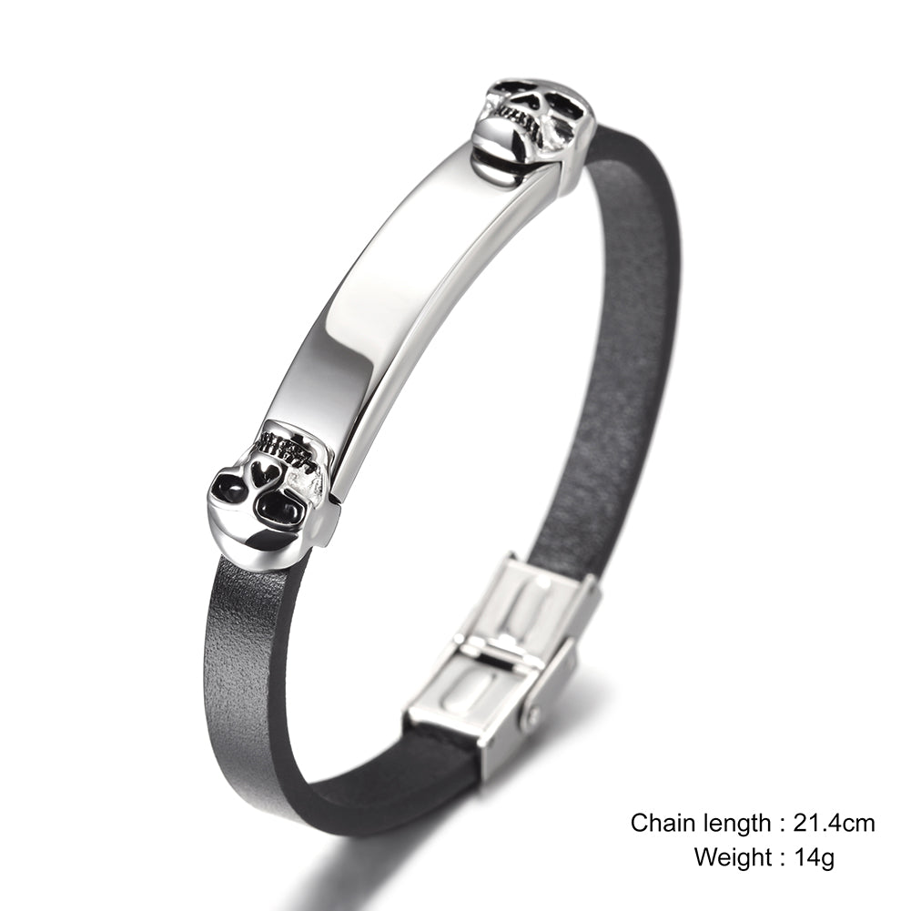 Silver Skull Bracelet-NSB1573ST