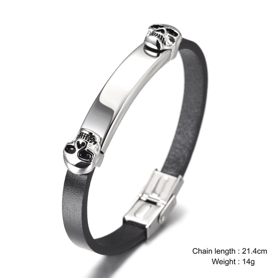 Silver Skull Bracelet-NSB1573ST