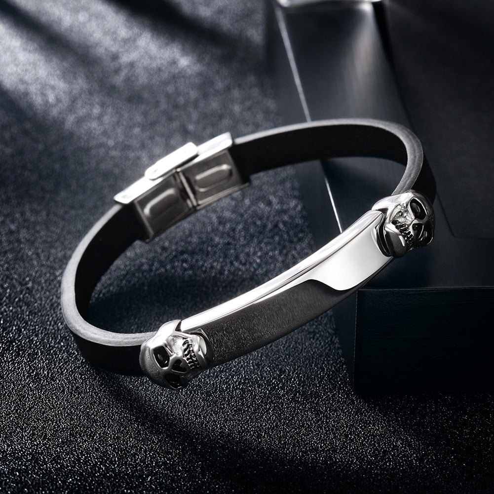 Silver Skull Bracelet-NSB1573ST