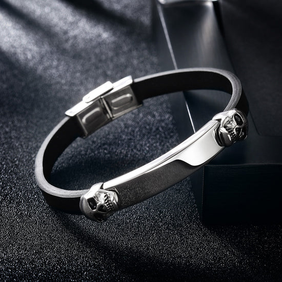 Silver Skull Bracelet-NSB1573ST