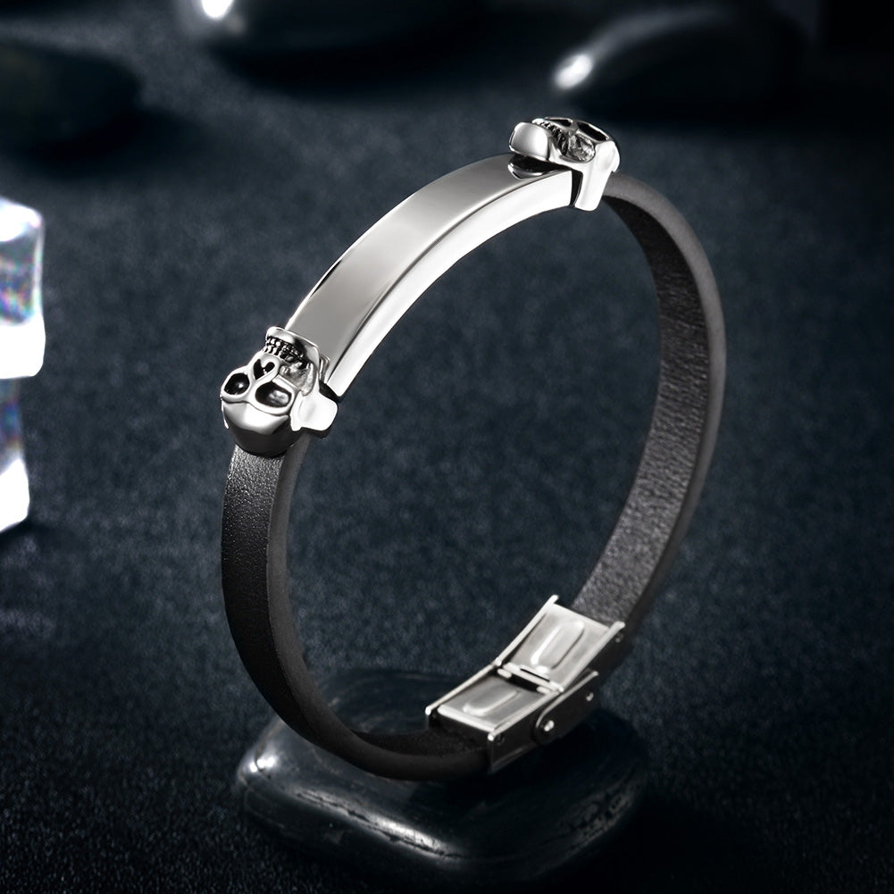 Silver Skull Bracelet-NSB1573ST
