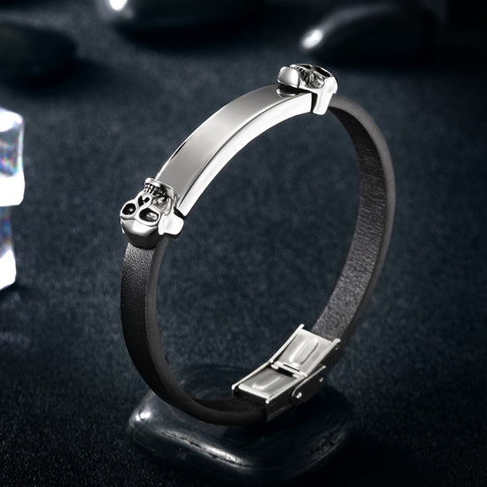 Silver Skull Bracelet-NSB1573ST