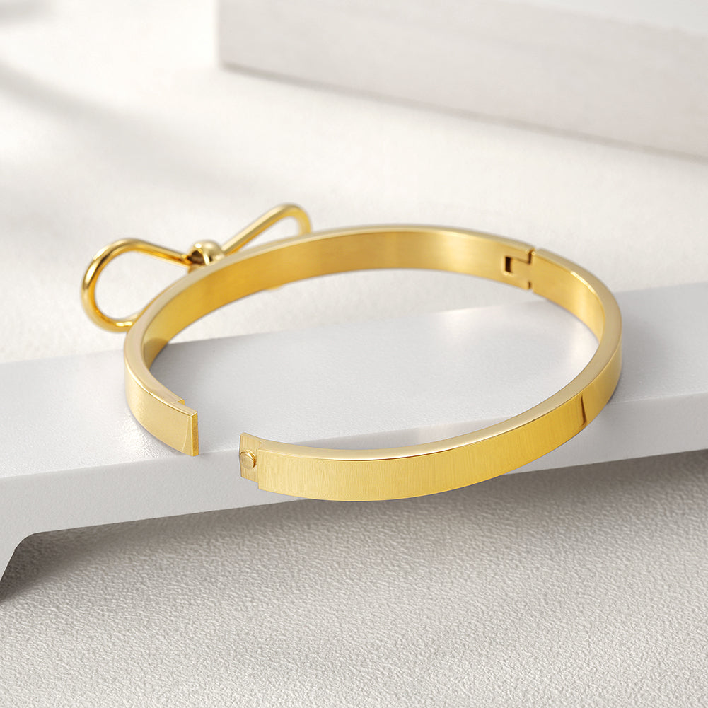 Circular smooth bow bracelet-NSB1578ST