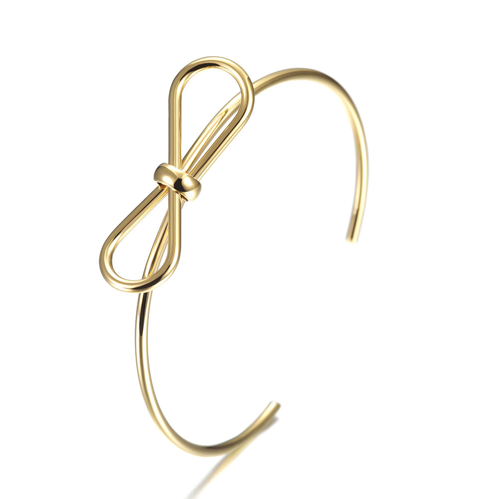 C-shaped smooth bow bracelet-NSB1579ST