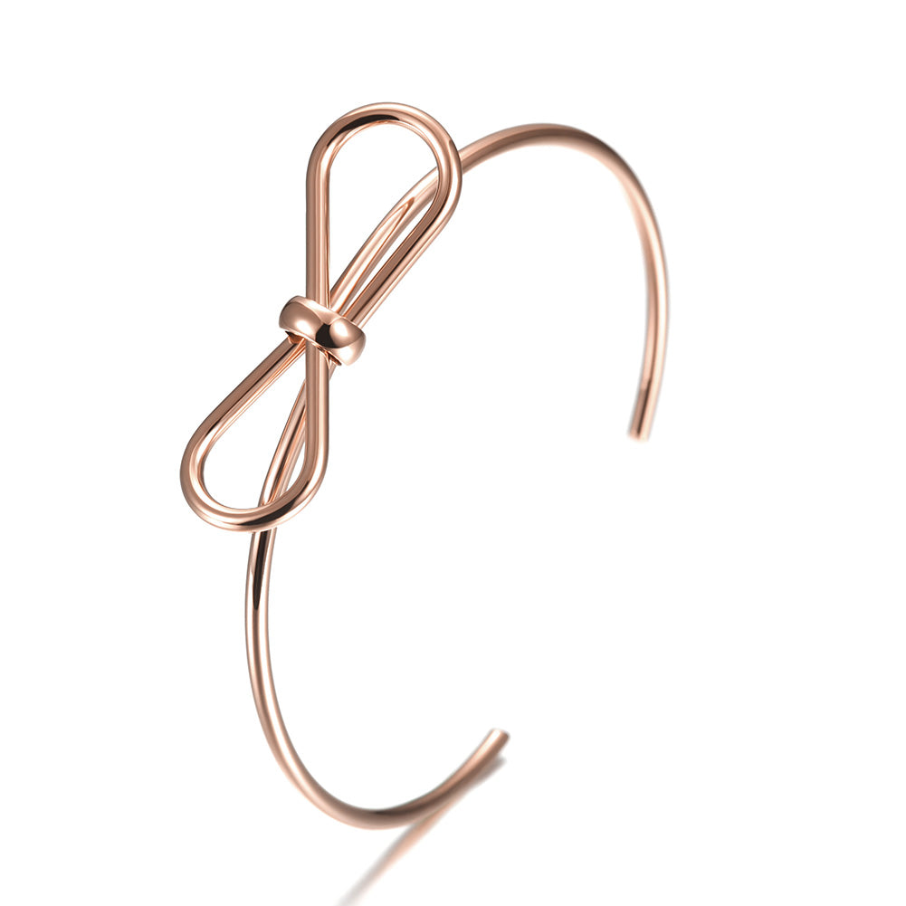 C-shaped smooth bow bracelet-NSB1579ST