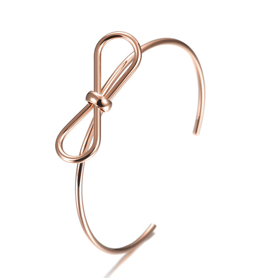 C-shaped smooth bow bracelet-NSB1579ST