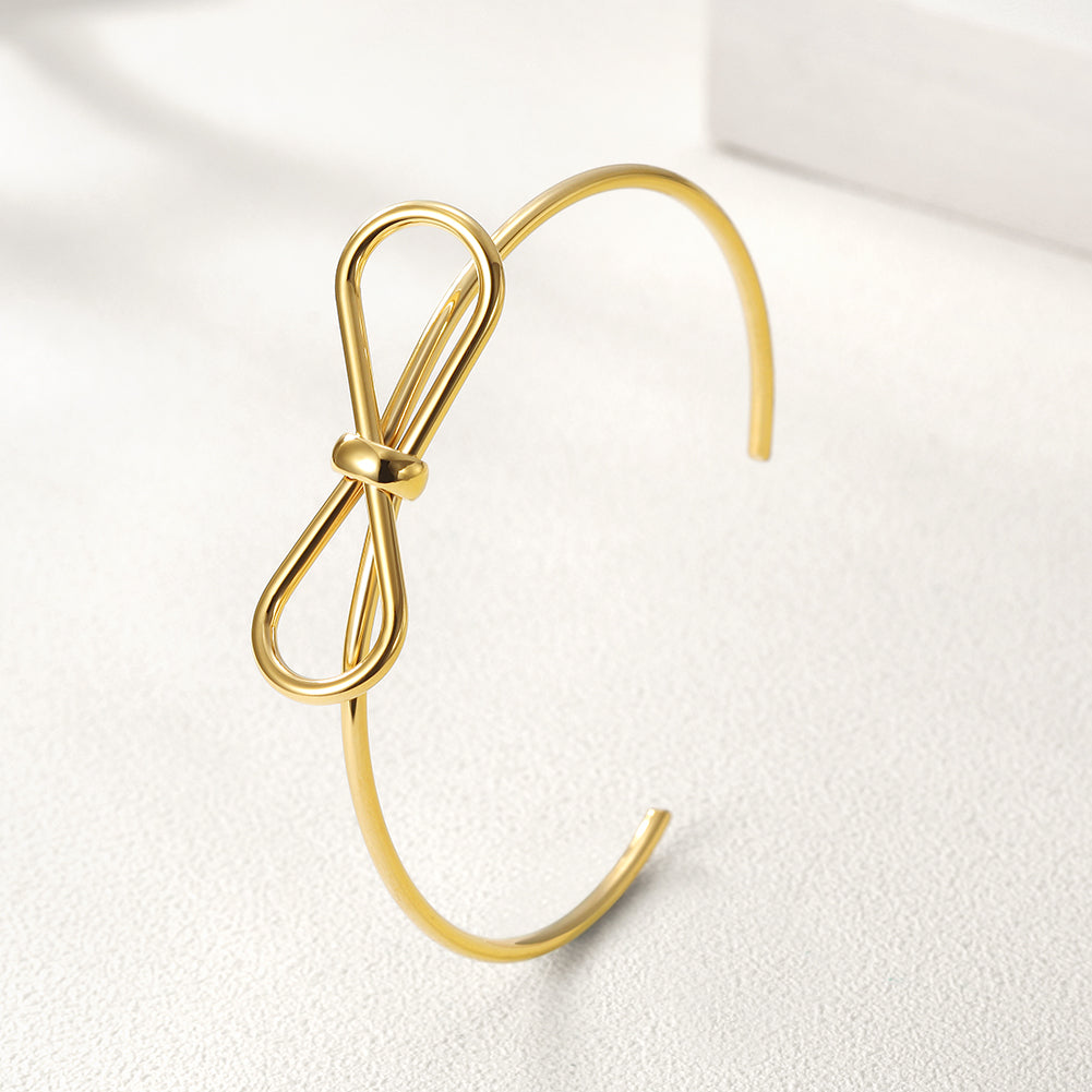 C-shaped smooth bow bracelet-NSB1579ST