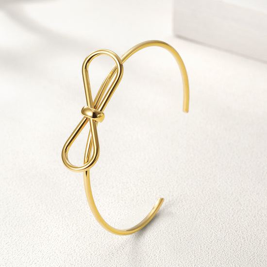 C-shaped smooth bow bracelet-NSB1579ST
