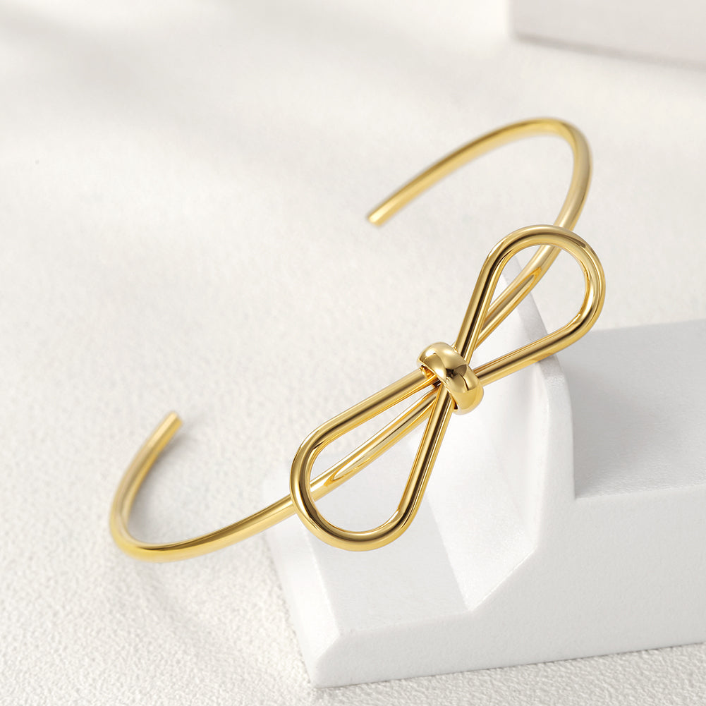 C-shaped smooth bow bracelet-NSB1579ST