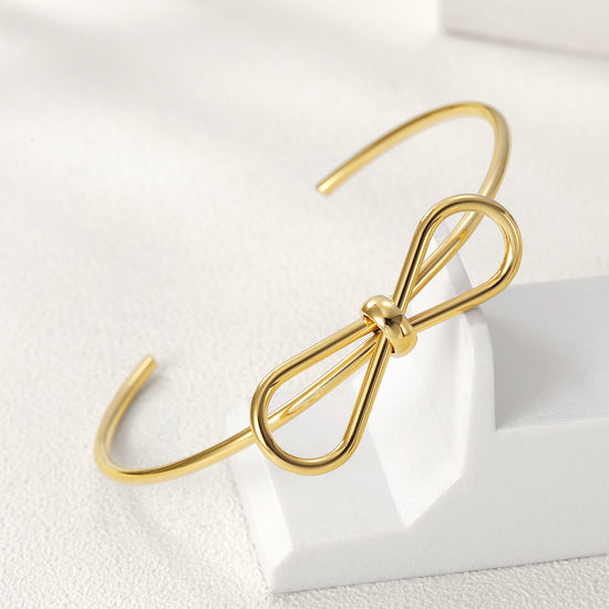 C-shaped smooth bow bracelet-NSB1579ST