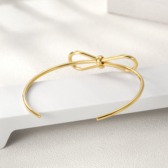 C-shaped smooth bow bracelet-NSB1579ST