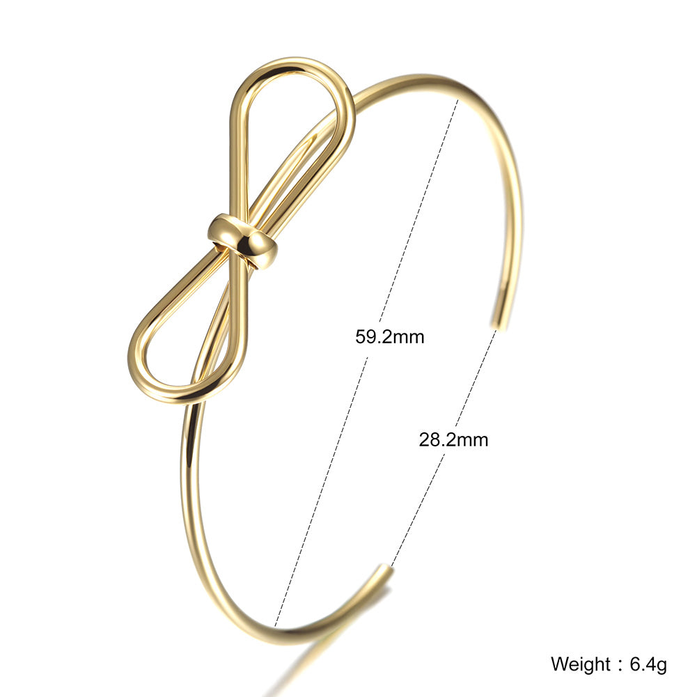 C-shaped smooth bow bracelet-NSB1579ST