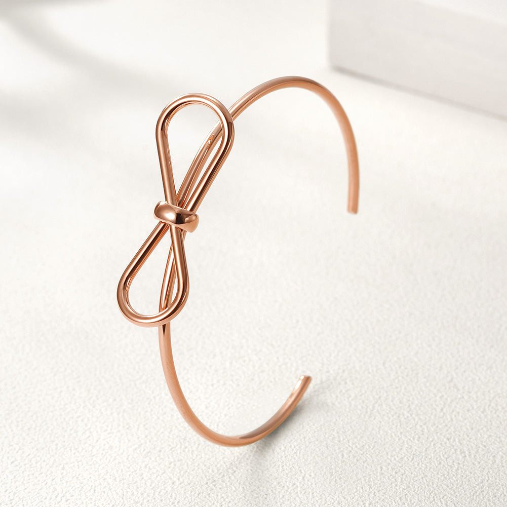 C-shaped smooth bow bracelet-NSB1579ST